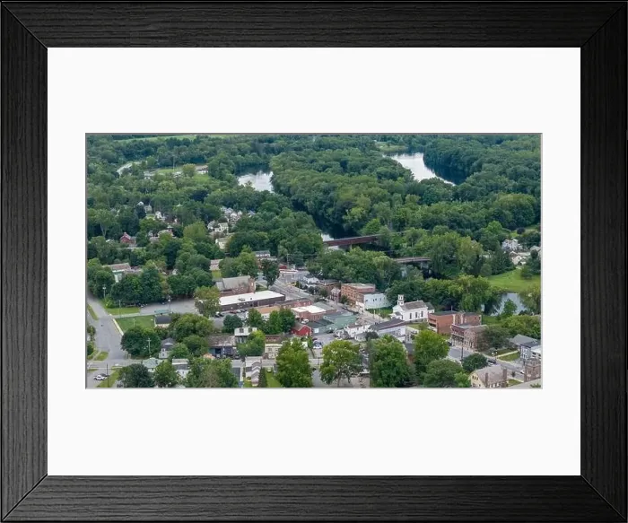 Framed Print : August 20 2024, Sunny afternoon summer aerial image of the area surrounding Fort Edward, NY, USA Framed Print : August 20 2024, Sunny afternoon summer aerial image of the area surrounding Fort Edward, NY, USA