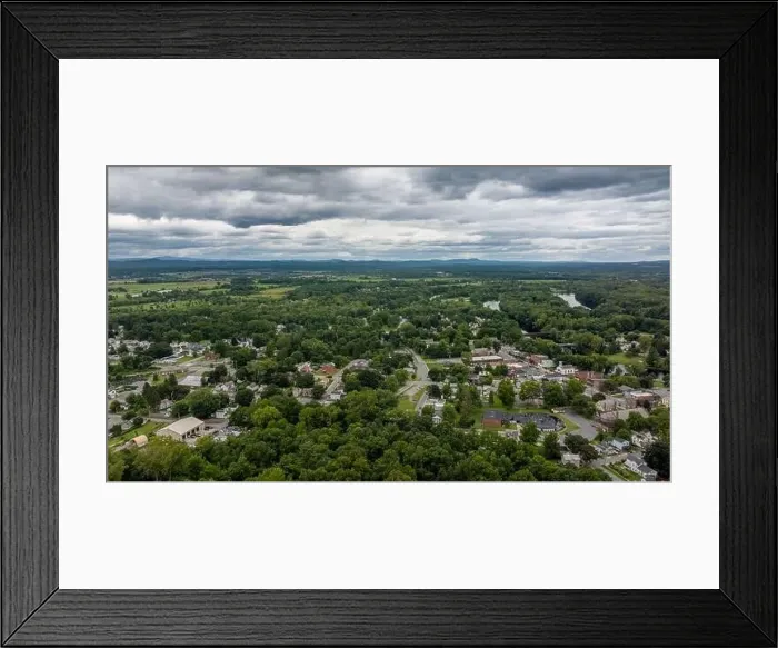 Framed Print : August 20 2024, Sunny afternoon summer aerial image of the area surrounding Fort Edward, NY, USA Framed Print : August 20 2024, Sunny afternoon summer aerial image of the area surrounding Fort Edward, NY, USA