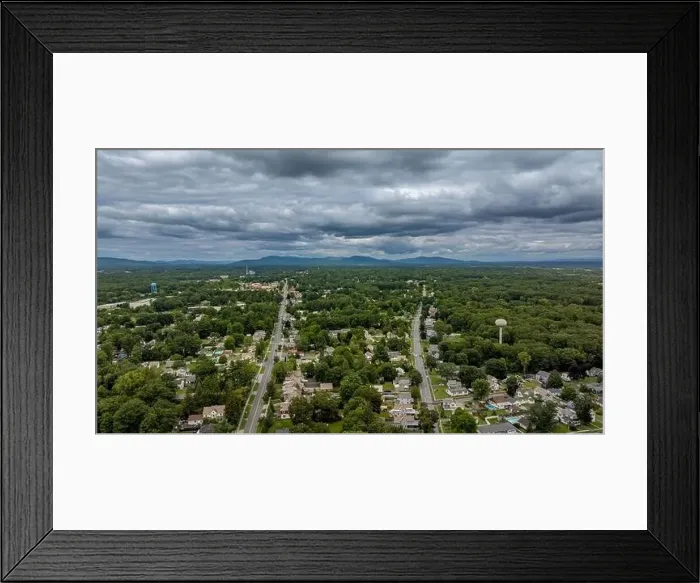 Framed Print : August 20 2024, Sunny afternoon summer aerial image of the area surrounding Fort Edward, NY, USA Framed Print : August 20 2024, Sunny afternoon summer aerial image of the area surrounding Fort Edward, NY, USA