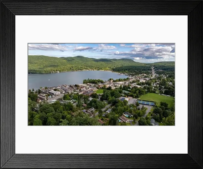 Framed Print : August 20 2024, Sunny afternoon summer aerial image of the area surrounding Lake George, NY, USA Framed Print : August 20 2024, Sunny afternoon summer aerial image of the area surrounding Lake George, NY, USA