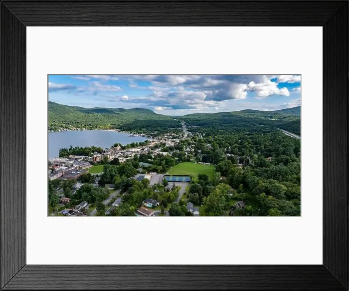 Framed Print : August 20 2024, Sunny afternoon summer aerial image of the area surrounding Lake George, NY, USA Framed Print : August 20 2024, Sunny afternoon summer aerial image of the area surrounding Lake George, NY, USA