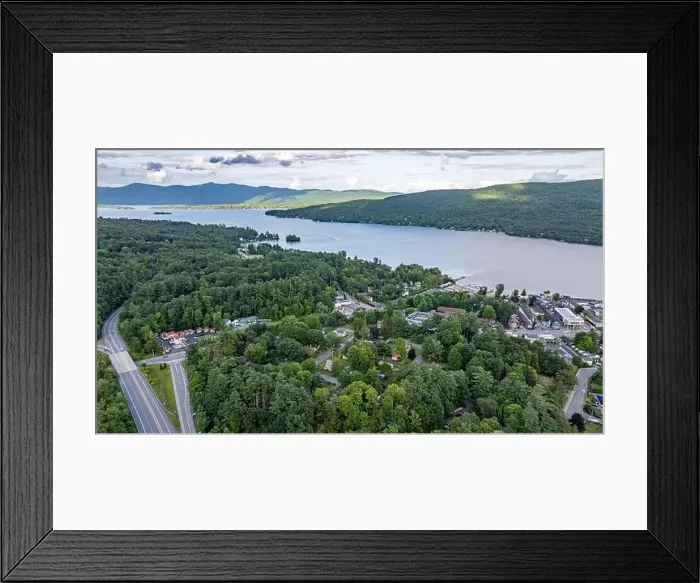 Framed Print : August 20 2024, Sunny afternoon summer aerial image of the area surrounding Lake George, NY, USA Framed Print : August 20 2024, Sunny afternoon summer aerial image of the area surrounding Lake George, NY, USA