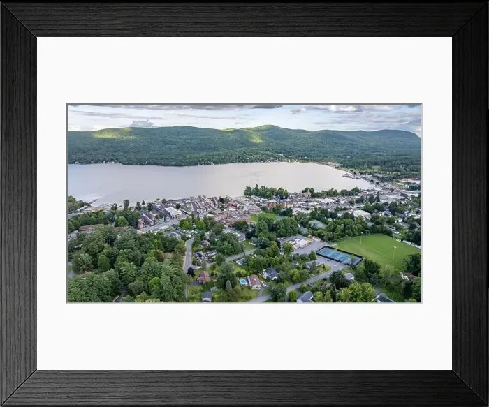 Framed Print : August 20 2024, Sunny afternoon summer aerial image of the area surrounding Lake George, NY, USA Framed Print : August 20 2024, Sunny afternoon summer aerial image of the area surrounding Lake George, NY, USA