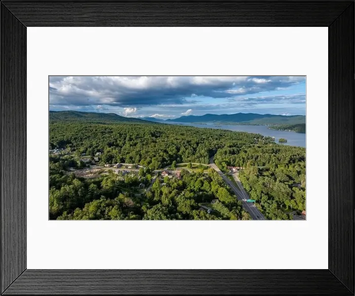 Framed Print : August 20 2024, Sunny afternoon summer aerial image of the area surrounding Lake George, NY, USA Framed Print : August 20 2024, Sunny afternoon summer aerial image of the area surrounding Lake George, NY, USA