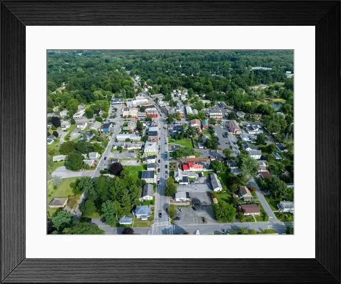 Framed Print : August 14 2024, Sunny afternoon summer aerial image of the area surrounding Red Hook, NY, USA Framed Print : August 14 2024, Sunny afternoon summer aerial image of the area surrounding Red Hook, NY, USA