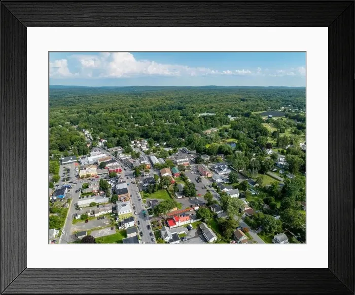 Framed Print : August 14 2024, Sunny afternoon summer aerial image of the area surrounding Red Hook, NY, USA Framed Print : August 14 2024, Sunny afternoon summer aerial image of the area surrounding Red Hook, NY, USA