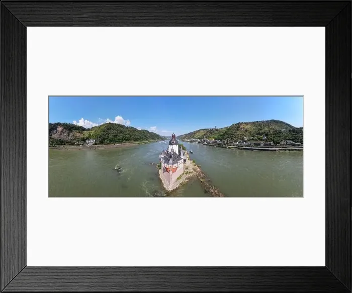 Framed Print : Kaub, Germany - 20 July 2024: drone view at Pfalzgrafenstein water fort on river Rhine at Kaub in Germany Framed Print : Kaub, Germany - 20 July 2024: drone view at Pfalzgrafenstein water fort on river Rhine at Kaub in Germany