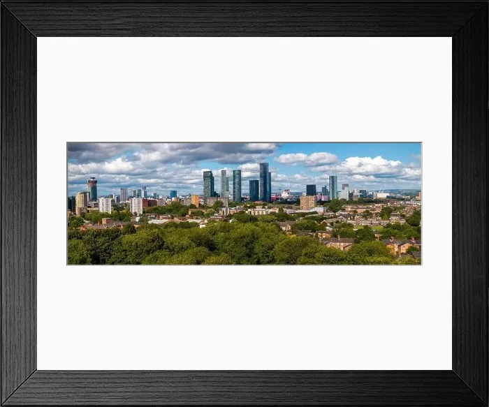 Framed Print : Panoramic view of Manchester, UK with tall buildings Framed Print : Panoramic view of Manchester, UK with tall buildings