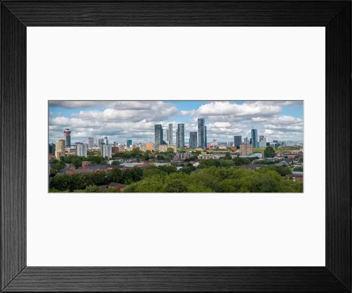 Framed Print : Panoramic view of Manchester, UK with tall buildings Framed Print : Panoramic view of Manchester, UK with tall buildings