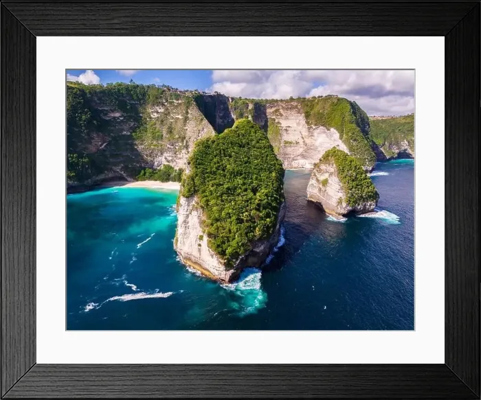 Framed Print : Airview of Kelingking Beach on Nusa Penida Island, Indonesia Framed Print : Airview of Kelingking Beach on Nusa Penida Island, Indonesia