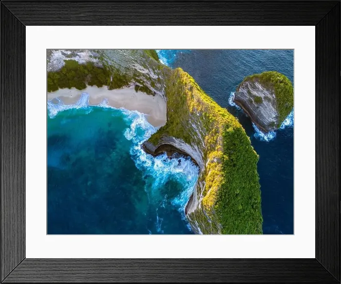Framed Print : Airview of Kelingking Beach on Nusa Penida Island, Indonesia Framed Print : Airview of Kelingking Beach on Nusa Penida Island, Indonesia