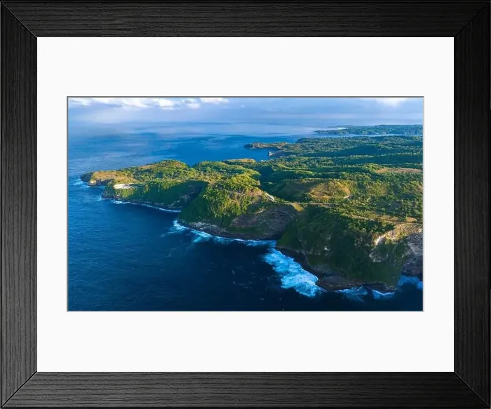 Framed Print : Airview of Kelingking Beach on Nusa Penida Island, Indonesia Framed Print : Airview of Kelingking Beach on Nusa Penida Island, Indonesia