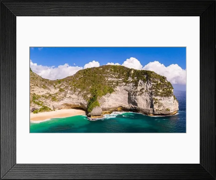 Framed Print : Airview of Kelingking Beach on Nusa Penida Island, Indonesia Framed Print : Airview of Kelingking Beach on Nusa Penida Island, Indonesia