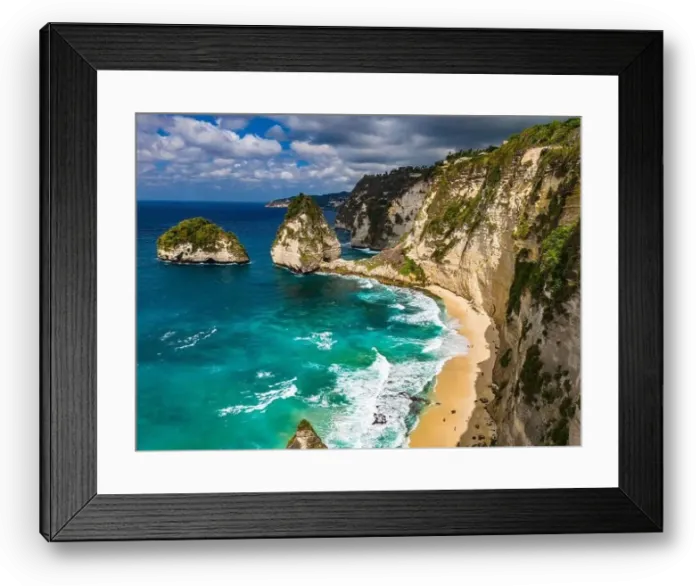 Framed Print : Airview of Diamond Beach on Nusa Penida Island, Indonesia Framed Print : Airview of Diamond Beach on Nusa Penida Island, Indonesia
