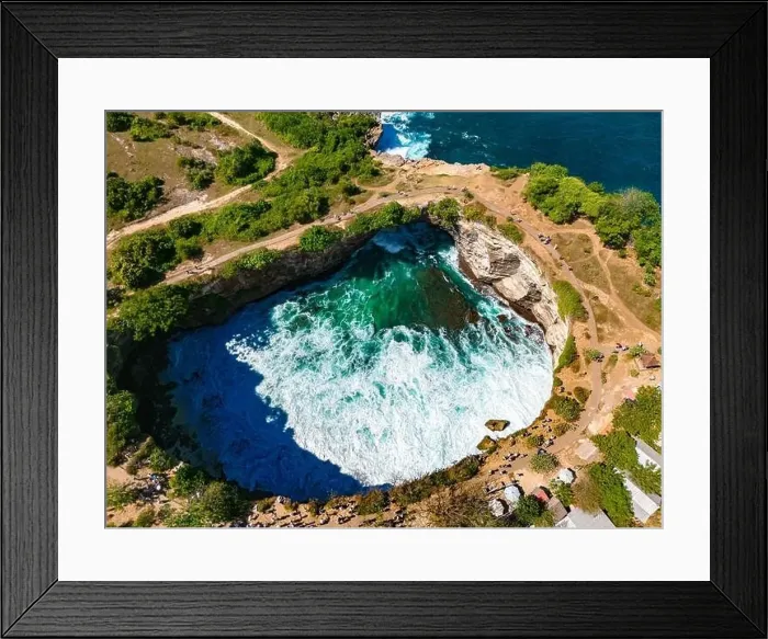 Framed Print : Airview of Broken Beach on Nusa Penida Island, Indonesia Framed Print : Airview of Broken Beach on Nusa Penida Island, Indonesia