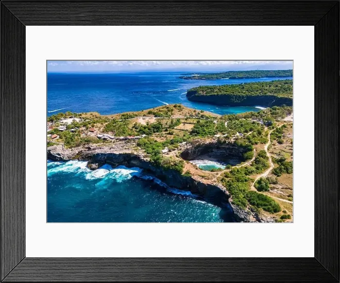 Framed Print : Airview of Broken Beach on Nusa Penida Island, Indonesia Framed Print : Airview of Broken Beach on Nusa Penida Island, Indonesia