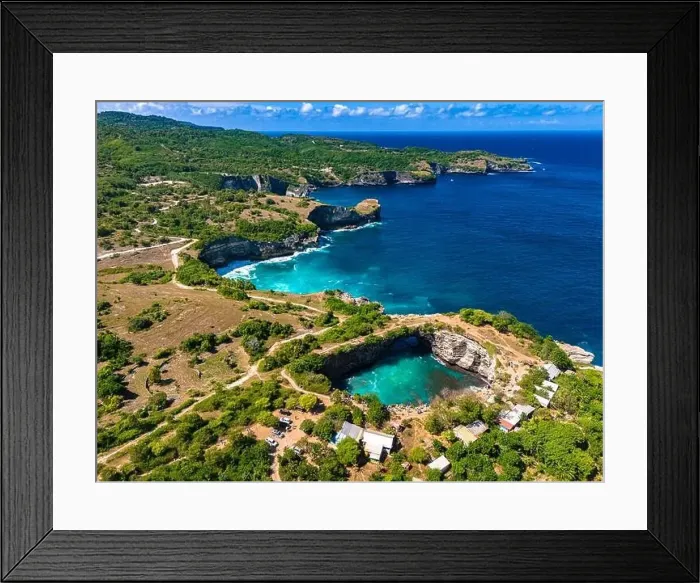 Framed Print : Airview of Broken Beach on Nusa Penida Island, Indonesia Framed Print : Airview of Broken Beach on Nusa Penida Island, Indonesia