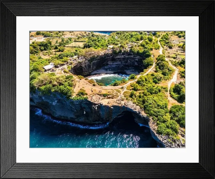 Framed Print : Airview of Broken Beach on Nusa Penida Island, Indonesia Framed Print : Airview of Broken Beach on Nusa Penida Island, Indonesia