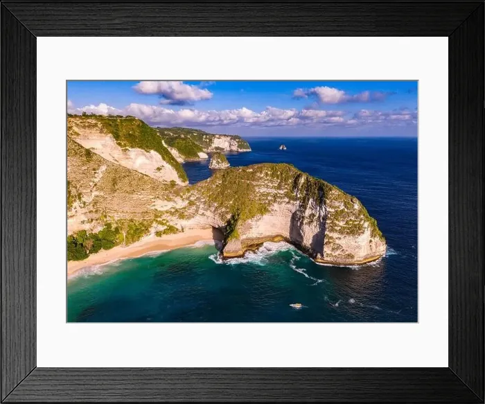 Framed Print : Airview of Kelingking Beach on Nusa Penida Island, Indonesia Framed Print : Airview of Kelingking Beach on Nusa Penida Island, Indonesia
