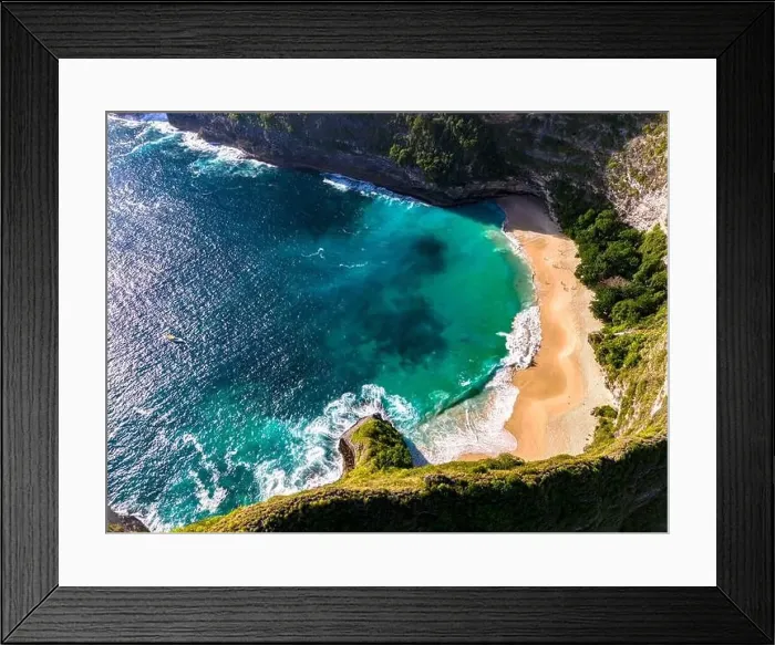 Framed Print : Airview of Kelingking Beach on Nusa Penida Island, Indonesia Framed Print : Airview of Kelingking Beach on Nusa Penida Island, Indonesia