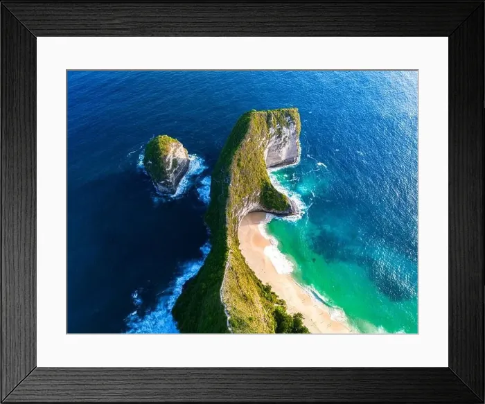 Framed Print : Airview of Kelingking Beach on Nusa Penida Island, Indonesia Framed Print : Airview of Kelingking Beach on Nusa Penida Island, Indonesia