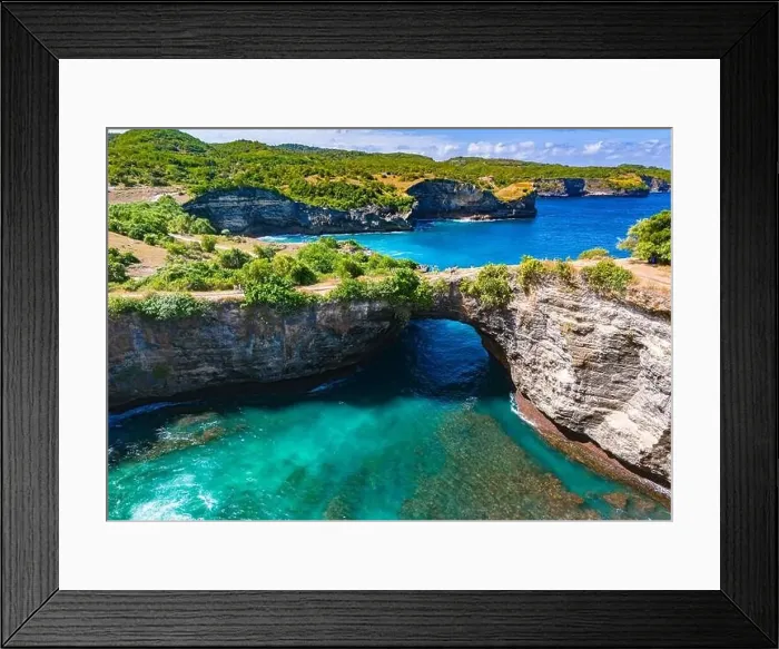 Framed Print : Airview of Broken Beach on Nusa Penida Island, Indonesia Framed Print : Airview of Broken Beach on Nusa Penida Island, Indonesia