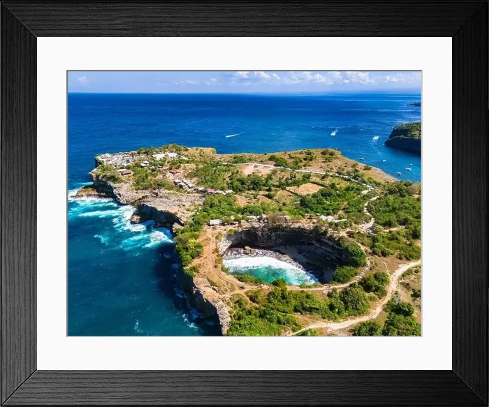 Framed Print : Airview of Broken Beach on Nusa Penida Island, Indonesia Framed Print : Airview of Broken Beach on Nusa Penida Island, Indonesia