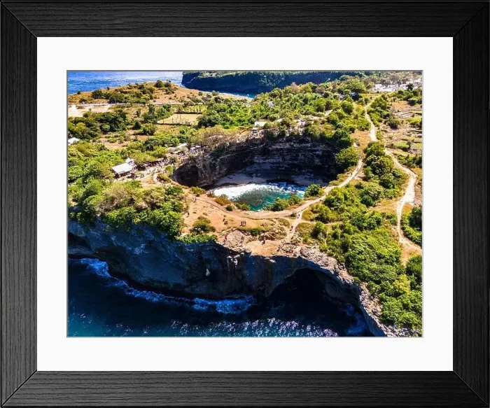 Framed Print : Airview of Broken Beach on Nusa Penida Island, Indonesia Framed Print : Airview of Broken Beach on Nusa Penida Island, Indonesia