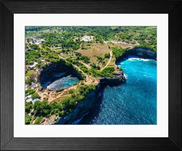 Framed Print : Airview of Broken Beach on Nusa Penida Island, Indonesia Framed Print : Airview of Broken Beach on Nusa Penida Island, Indonesia