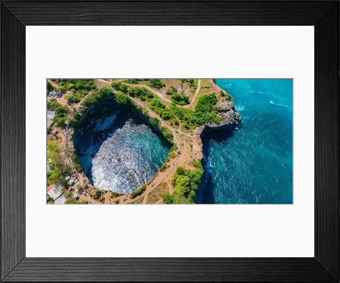 Framed Print : Airview of Broken Beach on Nusa Penida Island, Indonesia Framed Print : Airview of Broken Beach on Nusa Penida Island, Indonesia