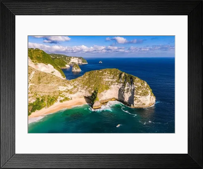 Framed Print : Airview of Kelingking Beach on Nusa Penida Island, Indonesia Framed Print : Airview of Kelingking Beach on Nusa Penida Island, Indonesia