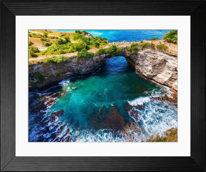 Framed Print : Airview of Broken Beach on Nusa Penida Island, Indonesia Framed Print : Airview of Broken Beach on Nusa Penida Island, Indonesia