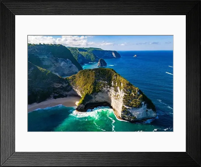 Framed Print : Airview of Kelingking Beach on Nusa Penida Island, Indonesia Framed Print : Airview of Kelingking Beach on Nusa Penida Island, Indonesia