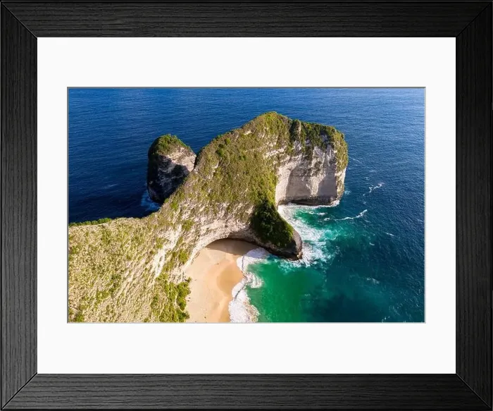 Framed Print : Airview of Kelingking Beach on Nusa Penida Island, Indonesia Framed Print : Airview of Kelingking Beach on Nusa Penida Island, Indonesia