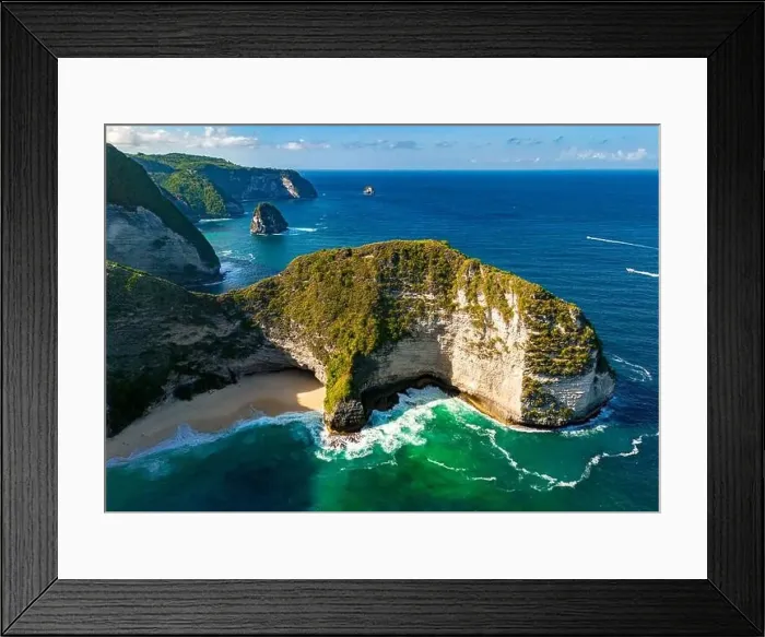 Framed Print : Airview of Kelingking Beach on Nusa Penida Island, Indonesia Framed Print : Airview of Kelingking Beach on Nusa Penida Island, Indonesia
