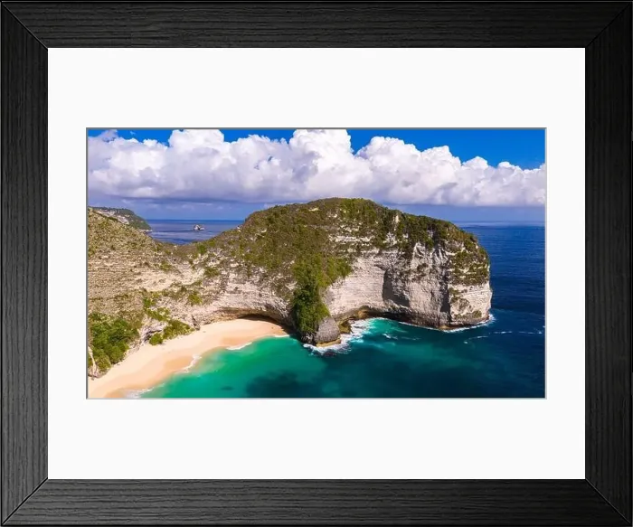 Framed Print : Airview of Kelingking Beach on Nusa Penida Island, Indonesia Framed Print : Airview of Kelingking Beach on Nusa Penida Island, Indonesia