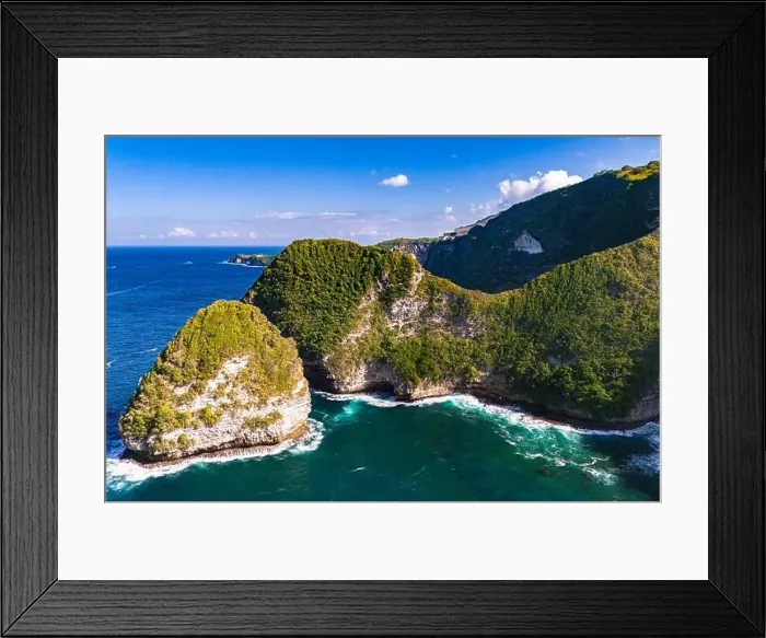 Framed Print : Airview of Kelingking Beach on Nusa Penida Island, Indonesia Framed Print : Airview of Kelingking Beach on Nusa Penida Island, Indonesia