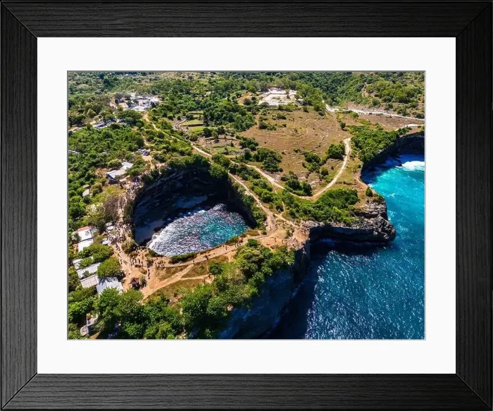 Framed Print : Airview of Broken Beach on Nusa Penida Island, Indonesia Framed Print : Airview of Broken Beach on Nusa Penida Island, Indonesia