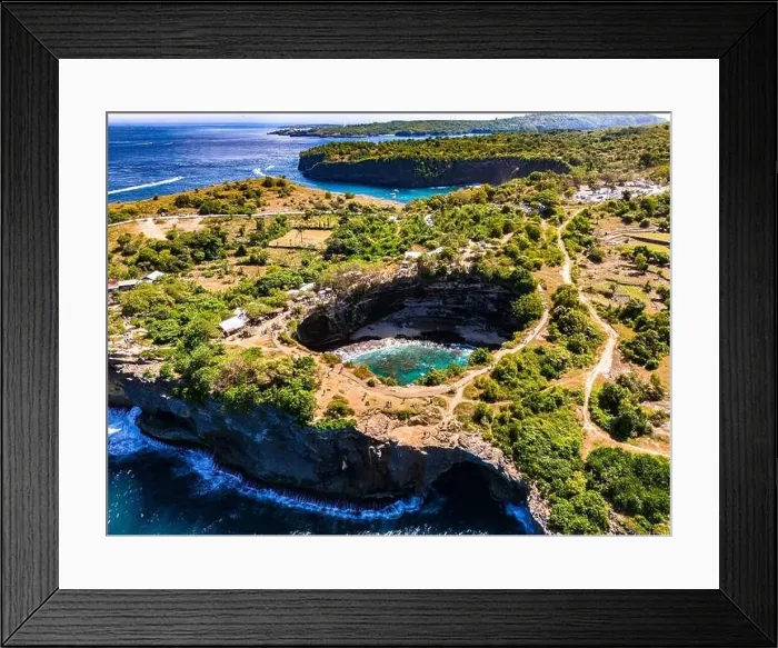 Framed Print : Airview of Broken Beach on Nusa Penida Island, Indonesia Framed Print : Airview of Broken Beach on Nusa Penida Island, Indonesia
