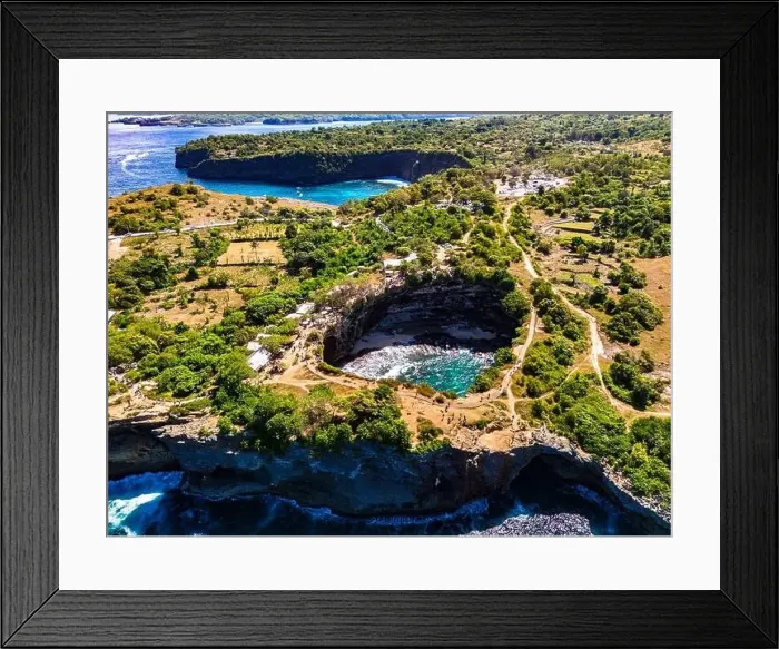 Framed Print : Airview of Broken Beach on Nusa Penida Island, Indonesia Framed Print : Airview of Broken Beach on Nusa Penida Island, Indonesia