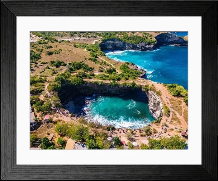 Framed Print : Airview of Broken Beach on Nusa Penida Island, Indonesia Framed Print : Airview of Broken Beach on Nusa Penida Island, Indonesia