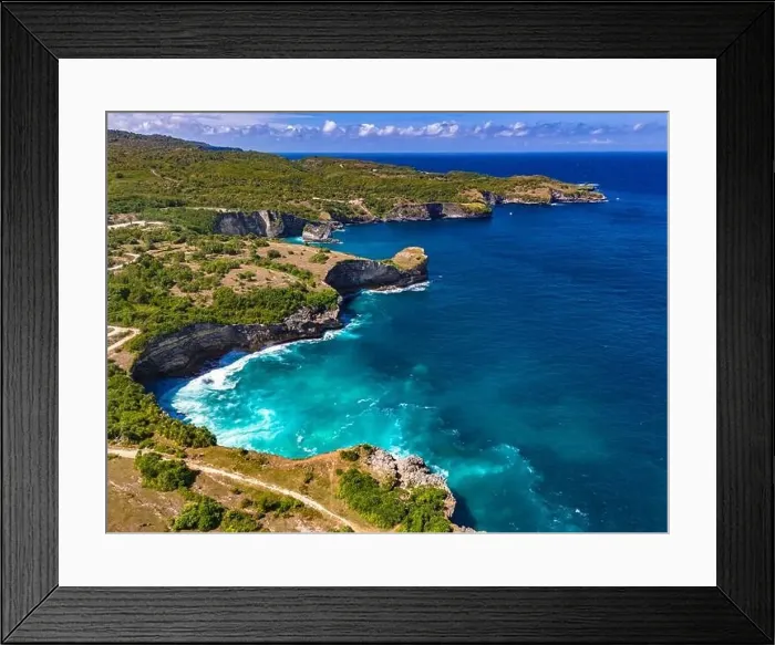 Framed Print : Airview of Broken Beach on Nusa Penida Island, Indonesia Framed Print : Airview of Broken Beach on Nusa Penida Island, Indonesia