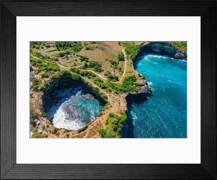 Framed Print : Airview of Broken Beach on Nusa Penida Island, Indonesia Framed Print : Airview of Broken Beach on Nusa Penida Island, Indonesia