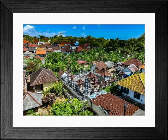 Framed Print : Aerial view of a small village in Tanglad, Nusa Penida, Klungkung Regency, Indonezja
