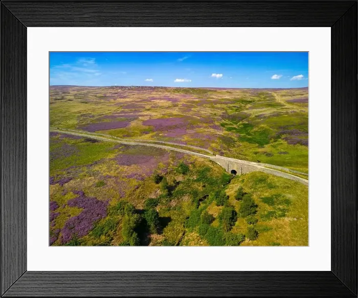 Framed Print : A drone captures the breathtaking view of the ancient bridge on Kirkby Malzeard Moor Framed Print : A drone captures the breathtaking view of the ancient bridge on Kirkby Malzeard Moor