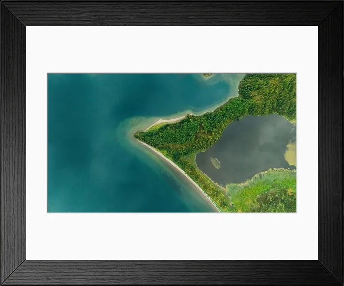 Framed Print : Stunning aerial shot that captures the lush vegetation and sandy shores of the Azores Framed Print : Stunning aerial shot that captures the lush vegetation and sandy shores of the Azores