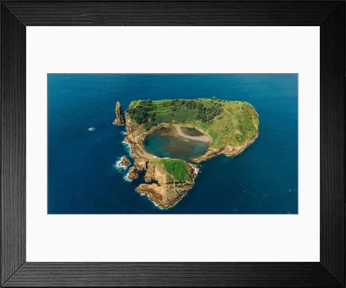Framed Print : Captivating aerial image of a unique island formation in the Azores Framed Print : Captivating aerial image of a unique island formation in the Azores