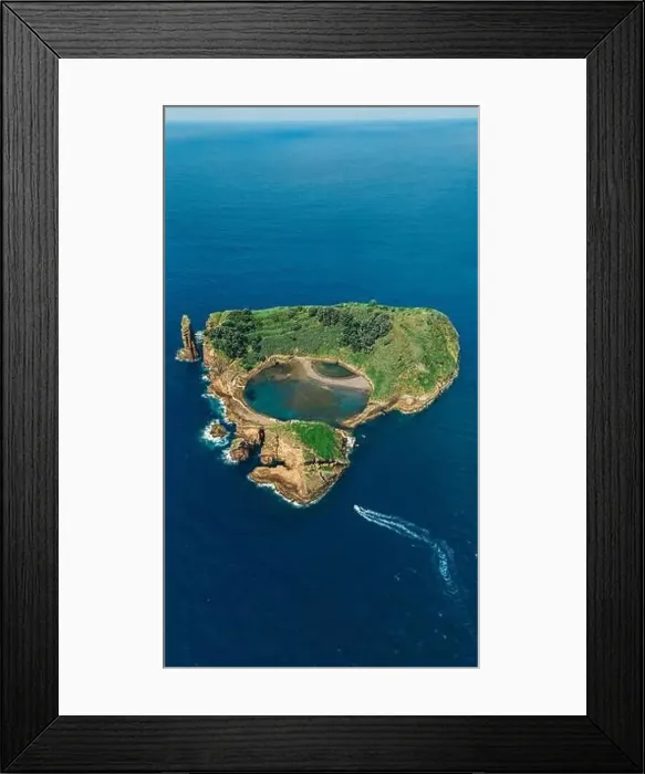 Framed Print : Captivating aerial image of a unique island formation in the Azores Framed Print : Captivating aerial image of a unique island formation in the Azores