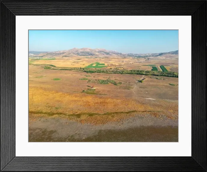 Framed Print : Aerial view of the fields around Karatas Lake in Burdur, Turkey Framed Print : Aerial view of the fields around Karatas Lake in Burdur, Turkey