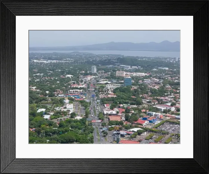 Framed Print : Managua, Nicaragua - August 16, 2024: Managua landscape aerial drone view in central america Framed Print : Managua, Nicaragua - August 16, 2024: Managua landscape aerial drone view in central america